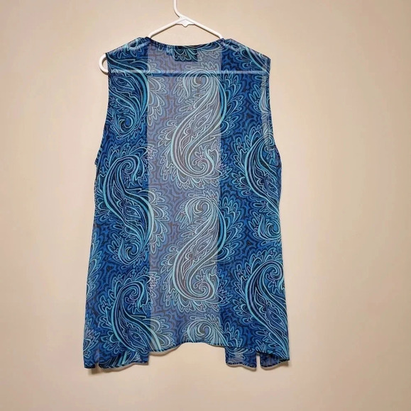 Bob Mackie Women's Plus Size 1X Sleeveless Shear Cardigan Open Front Top Blue - Picture 3 of 3